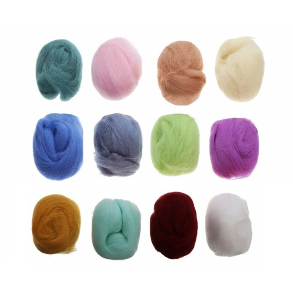 Войлок из шерсти мериноса 12 цветов мягкое шерстяное волокно для валяния иглой и