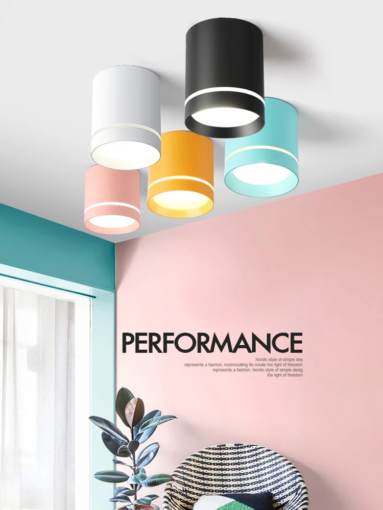 Поверхностный потолочный светильник красочный светодиодные светильники 7 Вт 9 12