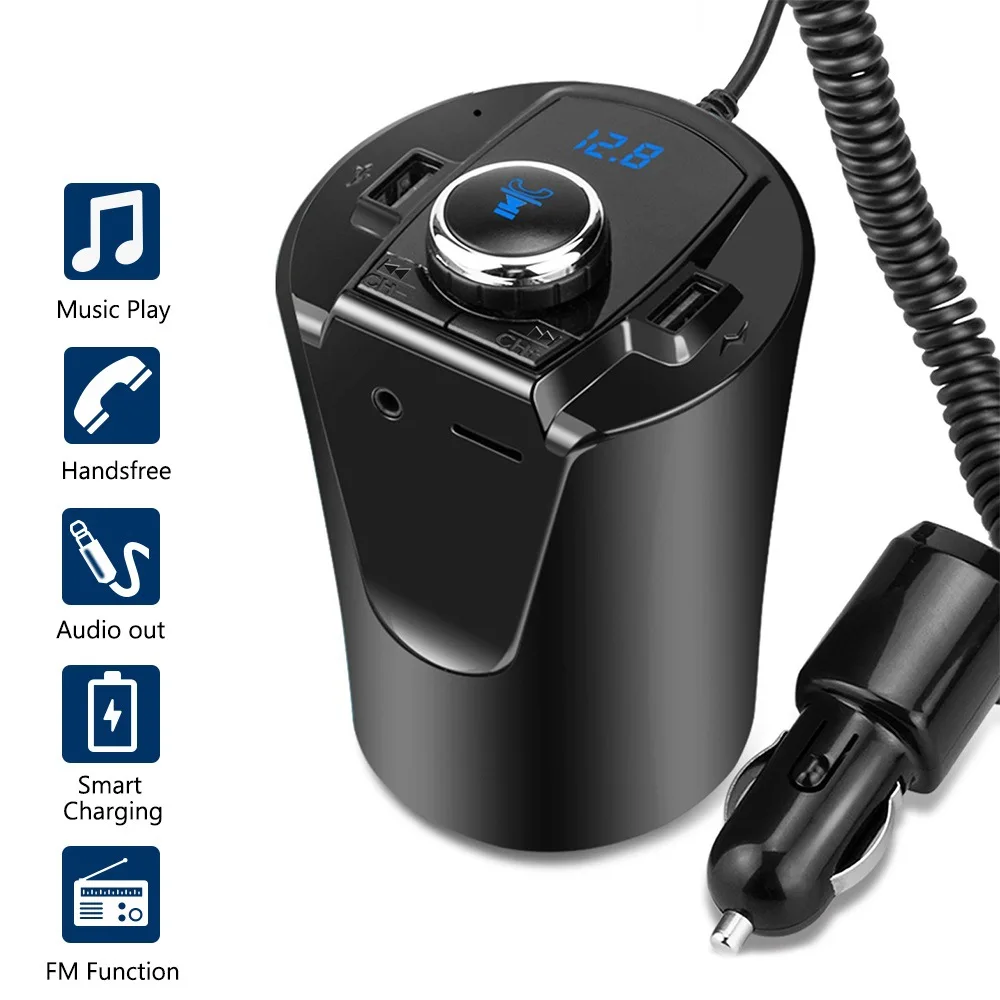 Новый Bluetooth 4 2 FM Bx6 держатель чашки автомобиля Mp3 Usb зарядное устройство приемник