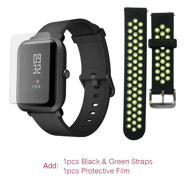 Green Film Английская версия Xiao mi Amazfit Bip умные часы для мужчин Huami mi Pace умные часы для Android для IOS монитор сердечного ритма 45 дней - Цвет: Green Film