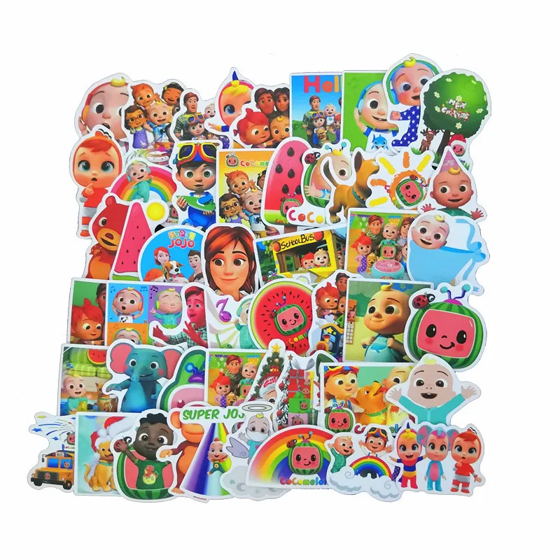 

50pcs cocomelon English animation color 2022 Stickers For Suitcase Skateboard Laptop Luggage Fridge Phone Car Styling Sticker