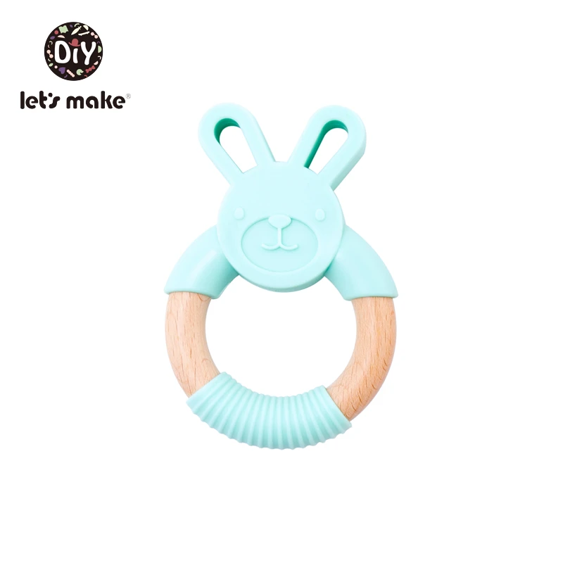Rabbit Mint Детские Прорезыватели, прорезыватели для зубов, Силиконовые Прорезыватели для зубов, мультяшная мышь, BPA Free, Лидер продаж, новинка, для еды, сделай сам, пустышки, 1 шт., прорезыватели - Цвет: Rabbit Mint