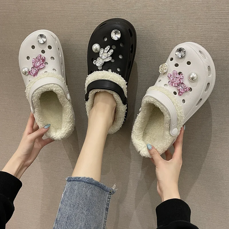 

Women's Flat Slippers Plus Velvet New Casual Women Cartoon Shoes Non-Slip Slip on Fashion Slides Outdoor Woman Shoes