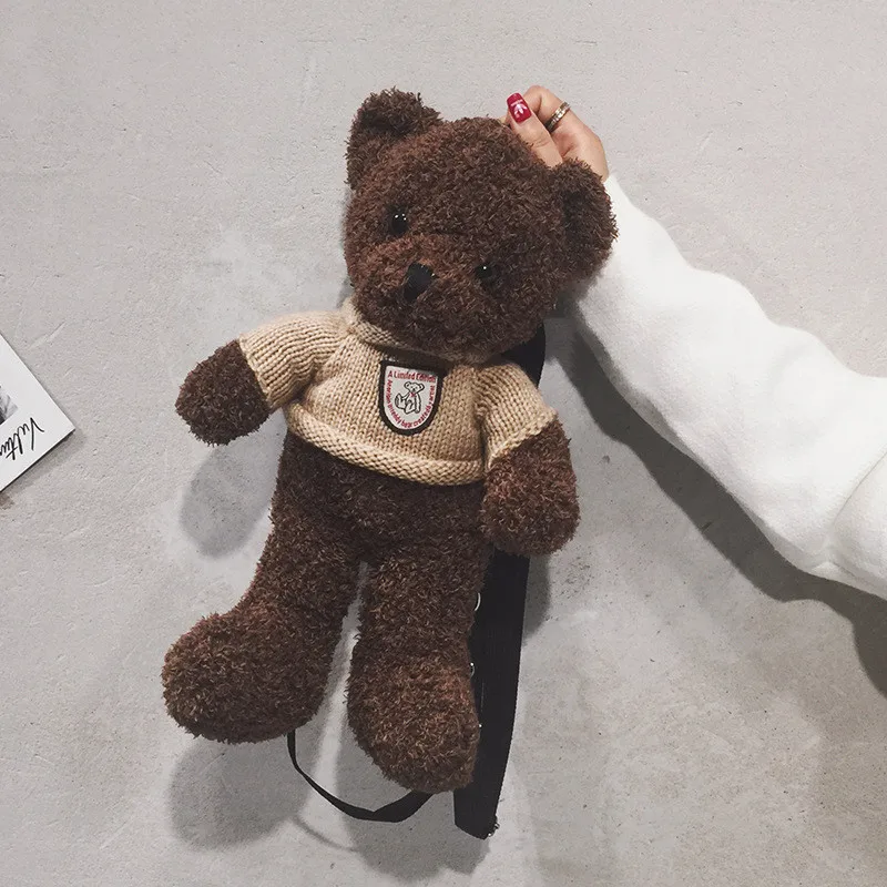 Новый милый коричневый плюшевый рюкзак с плюшевым мишкой мультяшный Мишка из