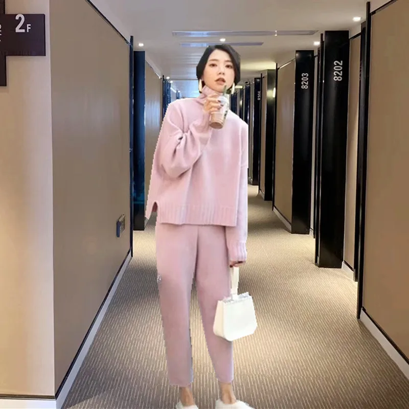 Женский костюм осенне-весенний трикотажный спортивный водолазка свитера