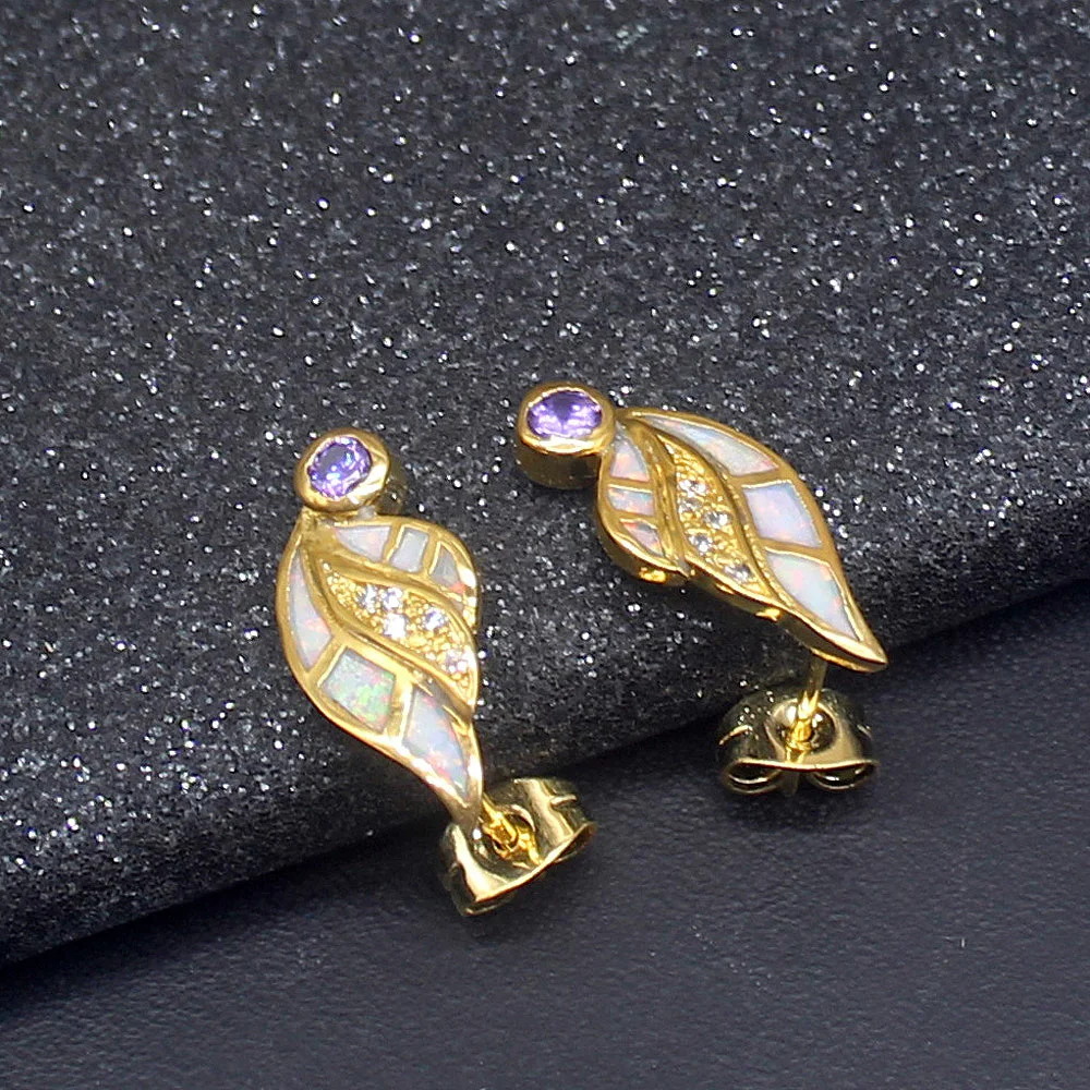 

Серьги-гвоздики Hermosa с белым опалом, аметистом, желтым золотом, 20214222