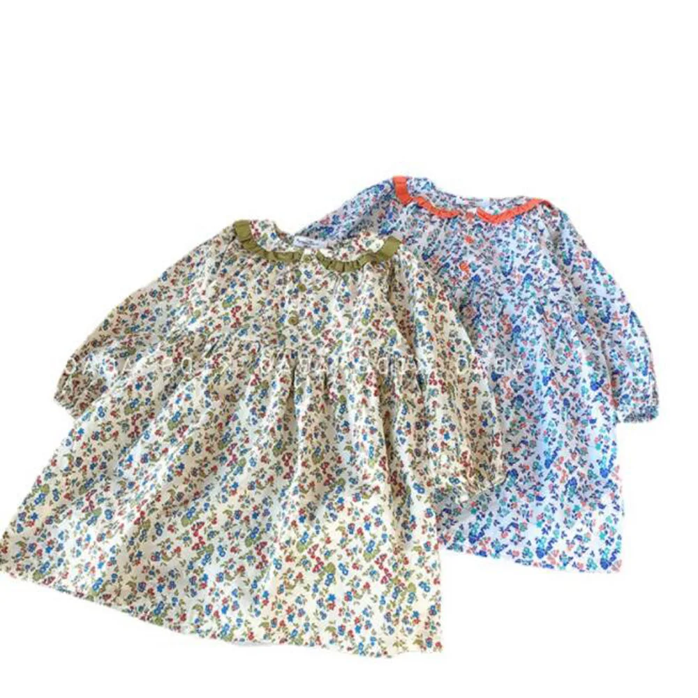 

Cultiseed Baby Girls Spring New Peter Pan Collar Floral Print Long Sleeve Princess Dress Clothing Children Kids Casual Gowns