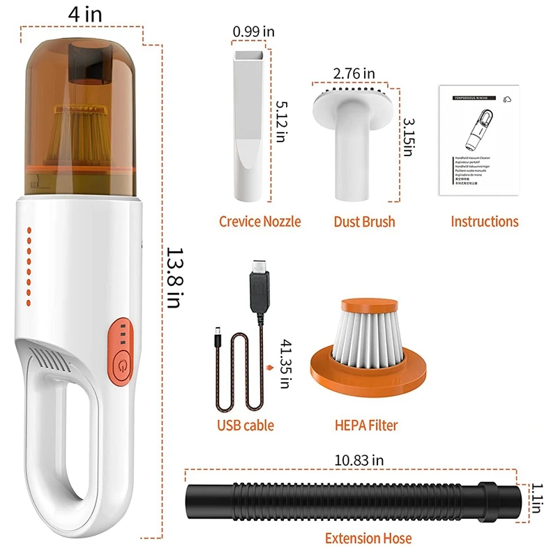 Ручной пылесос перезаряжаемый портативный беспроводной моющийся фильтр HEPA