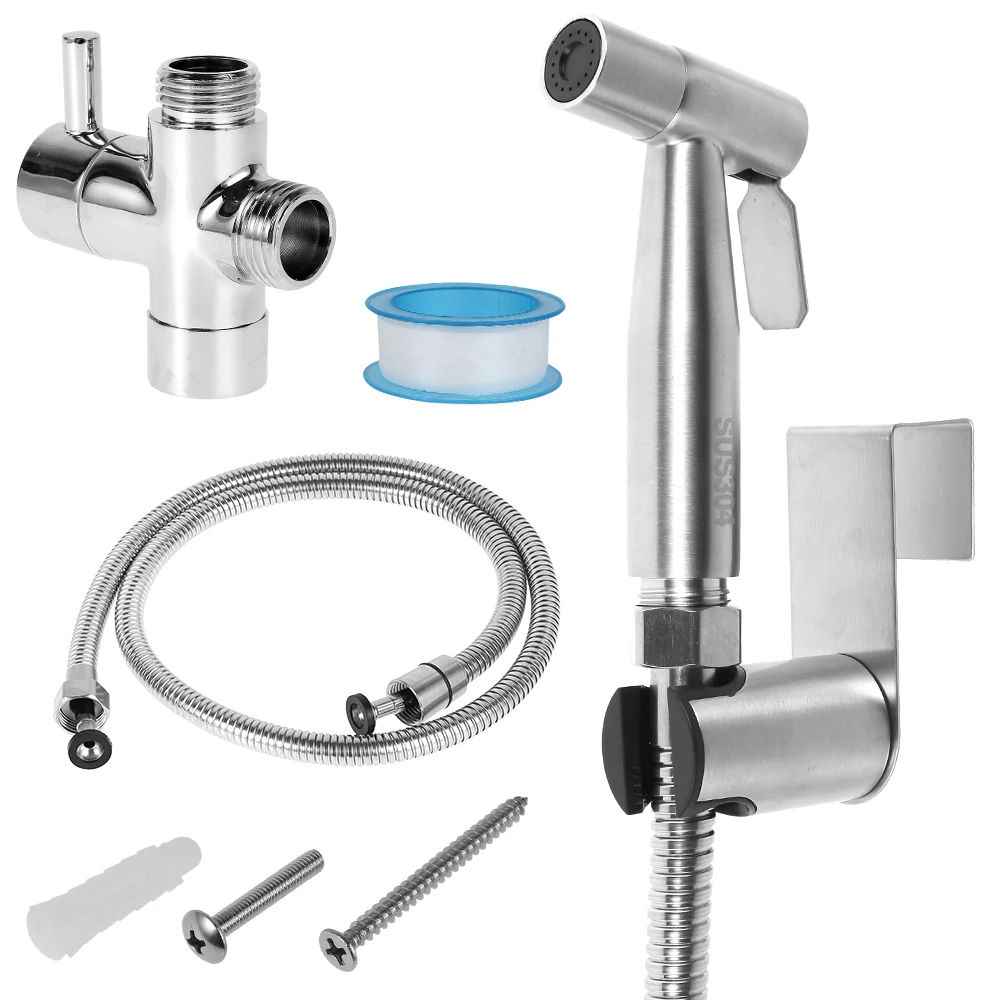 

Handheld Toilet bidet sprayer set Kit Stainless Steel Hand Bidet faucet for Bathroom hand sprayer shower head self cleaning