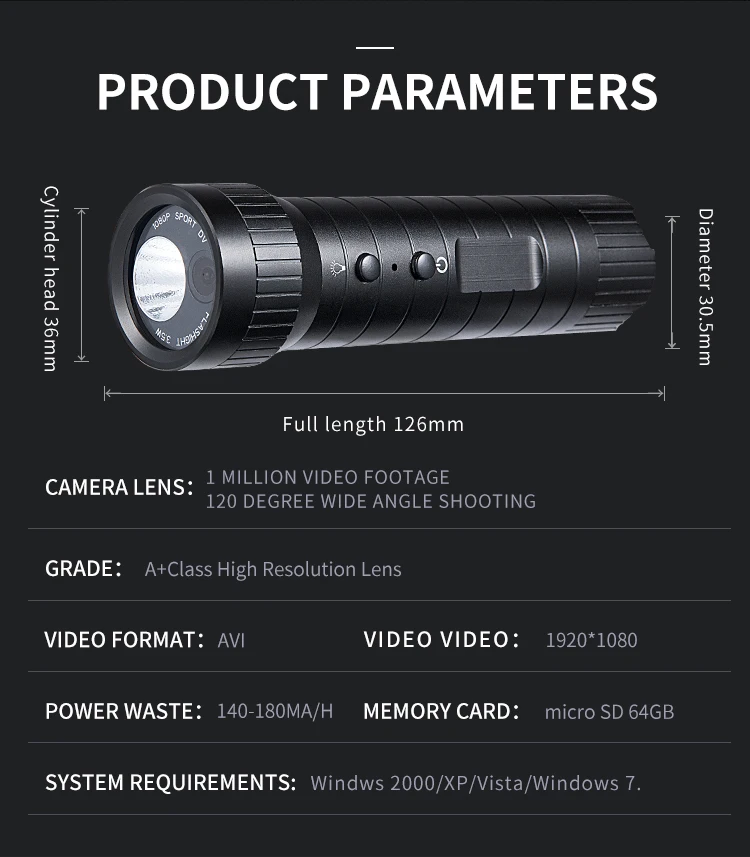 

Video Recorder Camera With Night Vision LED Flashlight 2200mA with Compass Helmet Sports Action Night Camera Video DV Camcorder