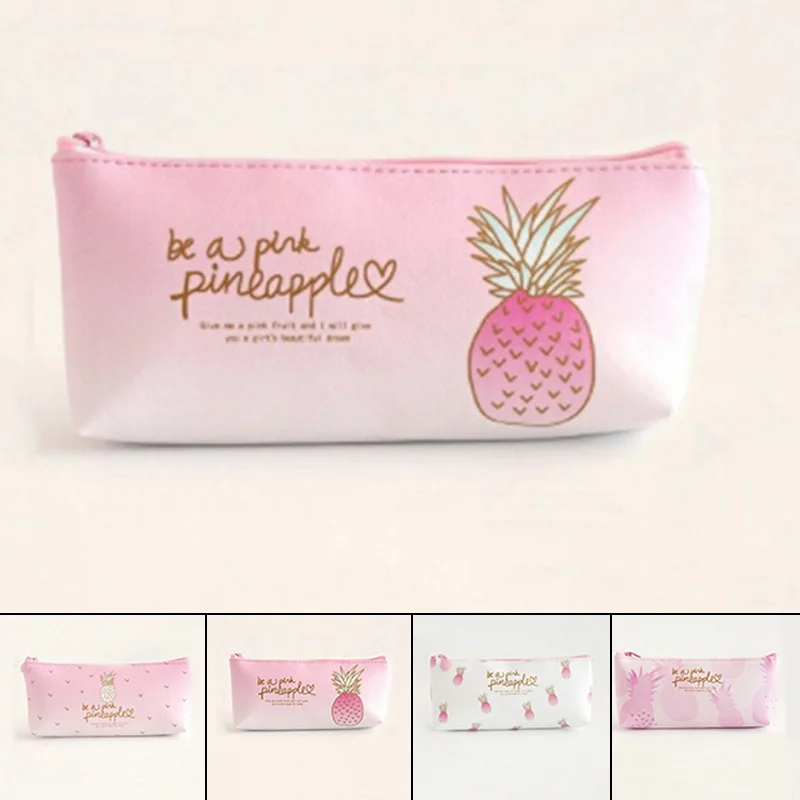 Girls Pencil Storage Bag School Cute Fruit Pineapple Pattern Case Stationery New |