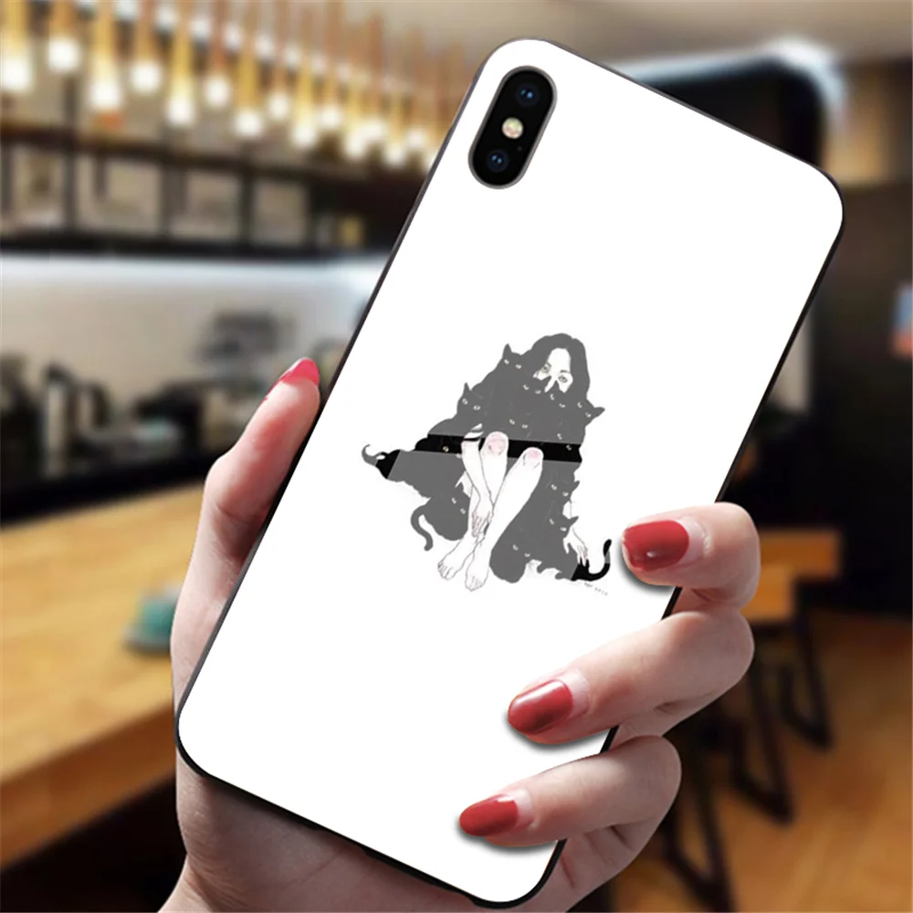 Забавная Милая задняя крышка с изображением кота для iphone XS Max XR X 5 5S 6 6S 7 8 Plus 11 Pro Max, милые чехлы из закаленного стекла - Цвет: 8046