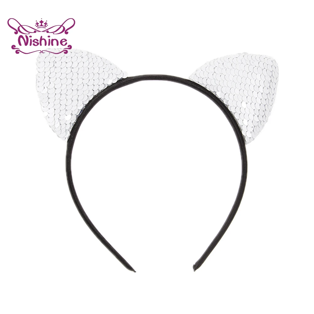 Женский обруч для волос Nishine блестящий с кошачьими ушками головной убор