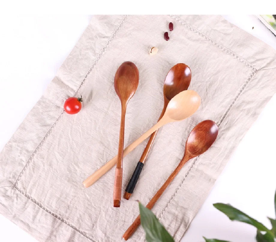 Натуральное дерево длинная Ложка Вилка Кухня Пособия по кулинарии обеденный суп