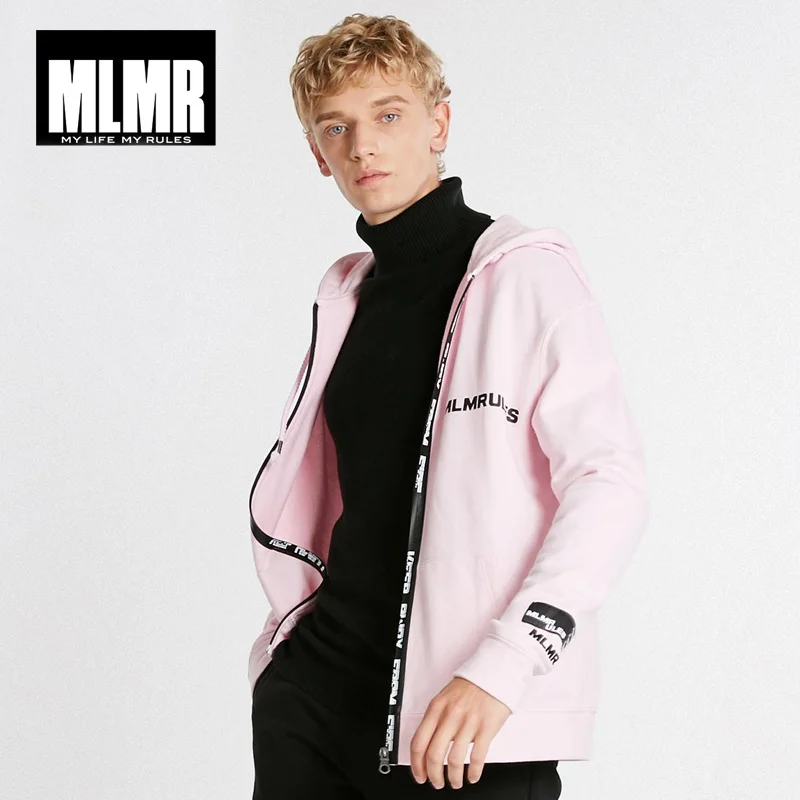 MLMR Мужские буквы с капюшоном длинным рукавом на молнии трикотажные куртки