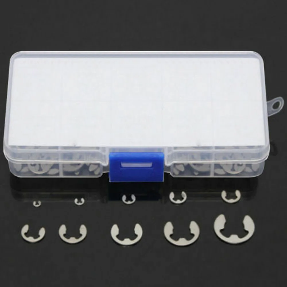 120Pcs/Box 304 Stainless Steel E-Clip Retaining Circlip Assortment Kit 1.5-10mm | Инструменты
