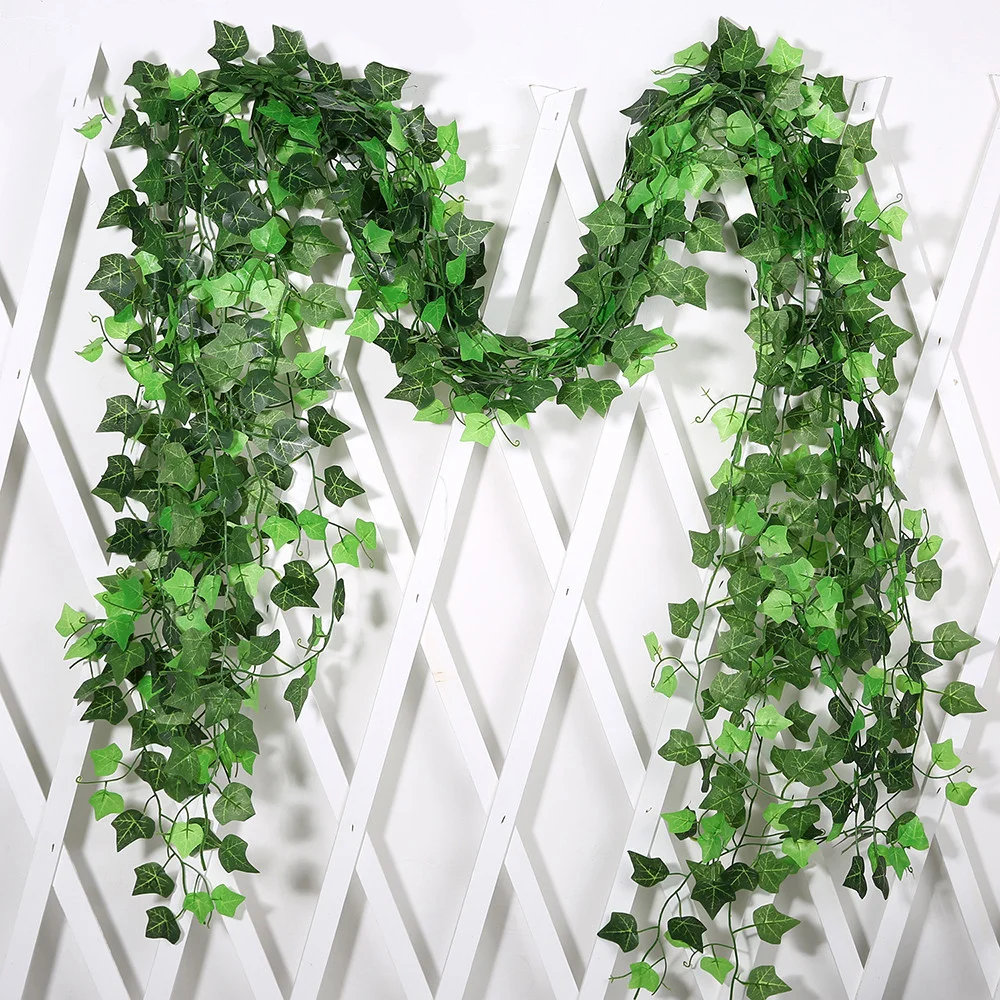 1Pcs 230Cm Green Silk Artificial Hanging Leaf Garland Plants Vine Leaves Diy For Home Wedding Party Bathroom Garden Decoration