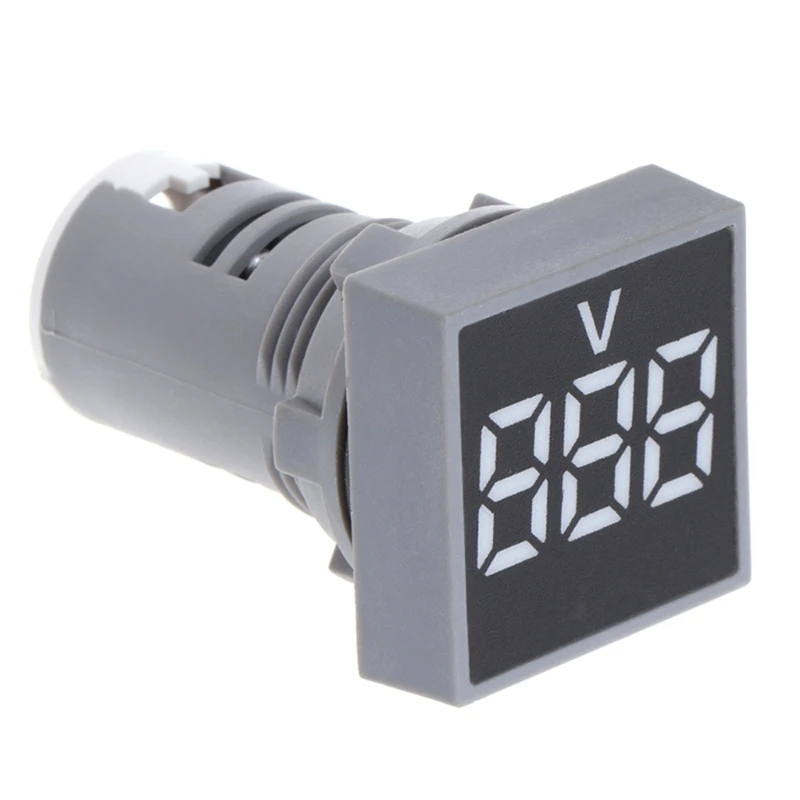 White 22MM AC 12-500V AD101-22VMS Voltmeter Square Panel LED Digital Voltage Meter Indicator Light LED Display Electric Components - Color: White