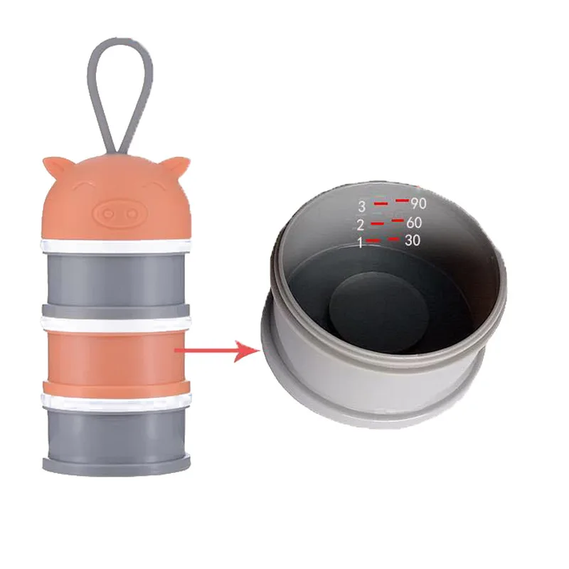 Infant Feeding Milk Powder Bottle Portable Baby Food Storage Container 3 Grid Essential Cereal Cartoon Boxes Practical Box