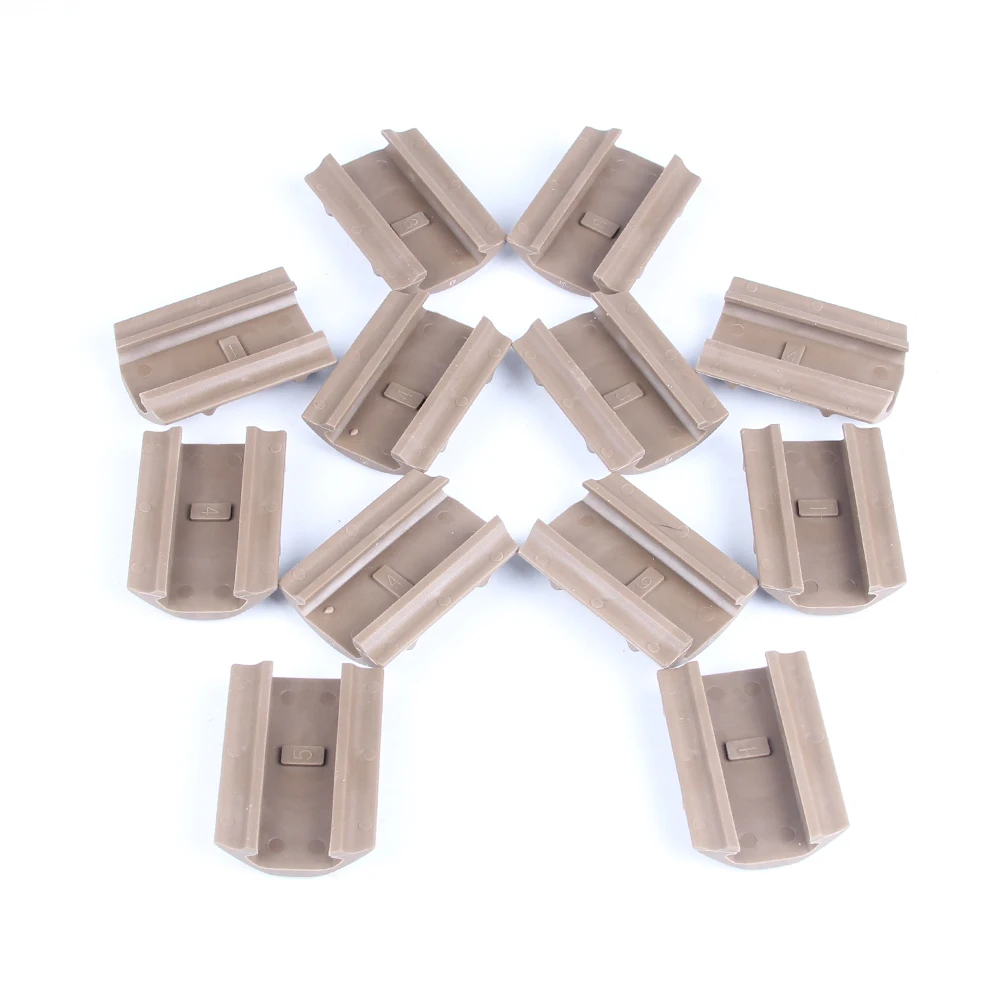 

12pcs Tactical Hunting Weaver/ Picatinny Rubber Handguard Quad Rail Protect Covers for Airsoft Tan color HT37-0013