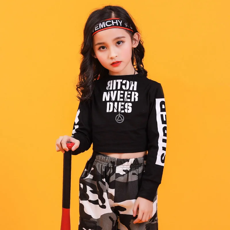 2PCS Set Youth Girls Street Style Casual Jazz Dancing Clothing Sets Teens Camouflage Hip-hop Performance Teenagers Dance Suit | Детская