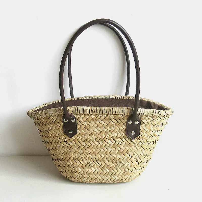 

fashion rattan women handbags wicker woven lady shoulder bags summer beach straw bag large capacity tote dot big baskets purses