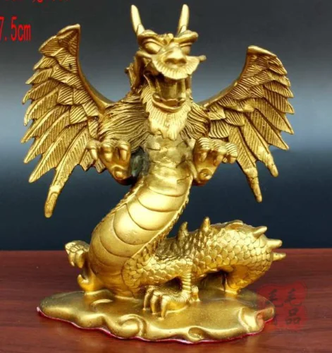 Китайская антикварная Статуя Дракона зодиака из чистой меди | Дом и сад