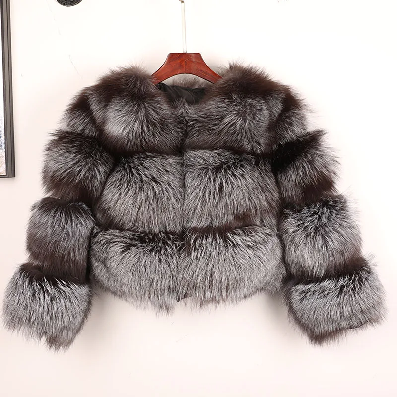 Length 45 CM-66 Maomaokong2019 зимняя новая стильная женская одежда, кожаная шуба из меха енота, Высококачественная Шуба с круглым вырезом, сохраняющая тепло - Цвет: Length 45 CM-66