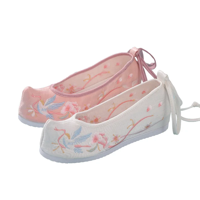 Туфли с вышивкой в китайском стиле балетки цветочным рисунком на плоской подошве