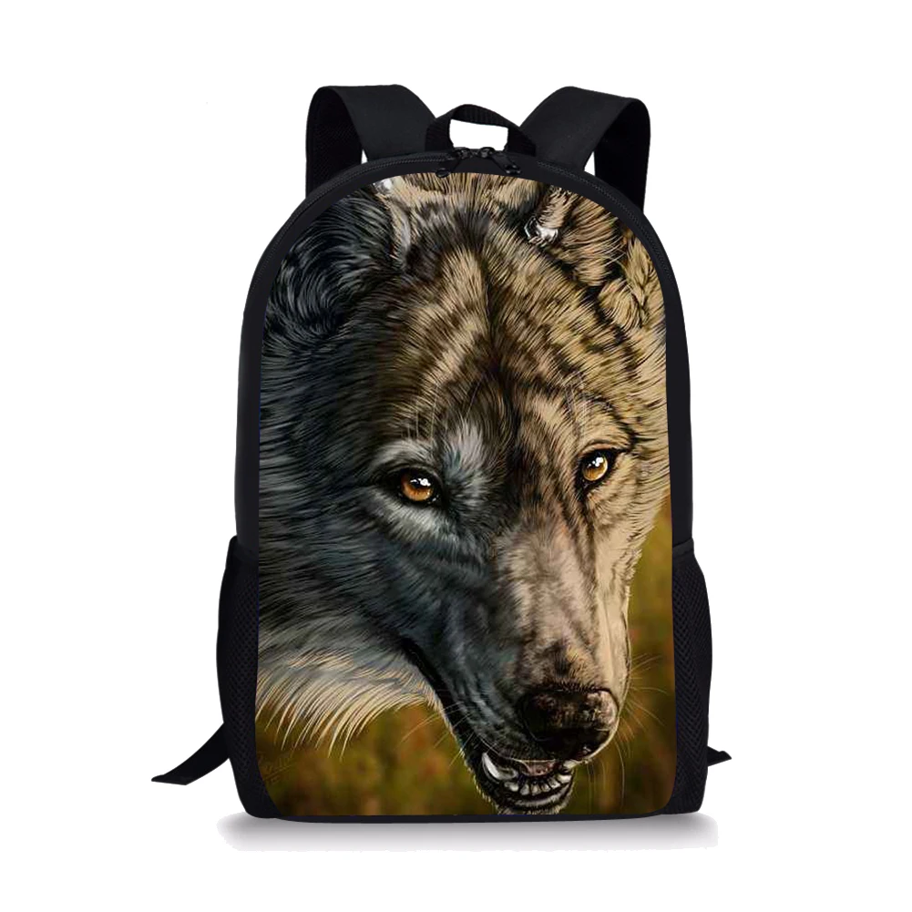 Модный мужской рюкзак, классные школьные ранцы для мальчиков-подростков, сумка для учеников с принтом волка и текста