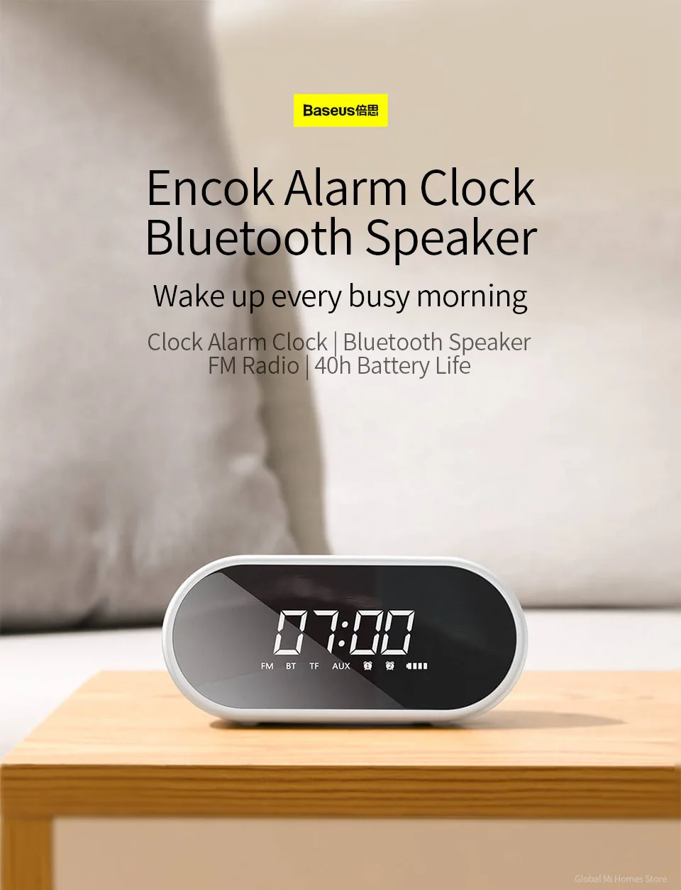 Xiaomi Youpin BASEUS беспроводной Bluetooth динамик бытовой сабвуфер мини звук Будильник зеркало портативное радио 3-D объемное