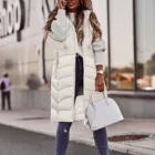 Осенне-зимнее женское длинное пальто с карманами, пальто, жилет с капюшоном, пуховик без рукавов, женская уличная стеганая куртка D1 D5