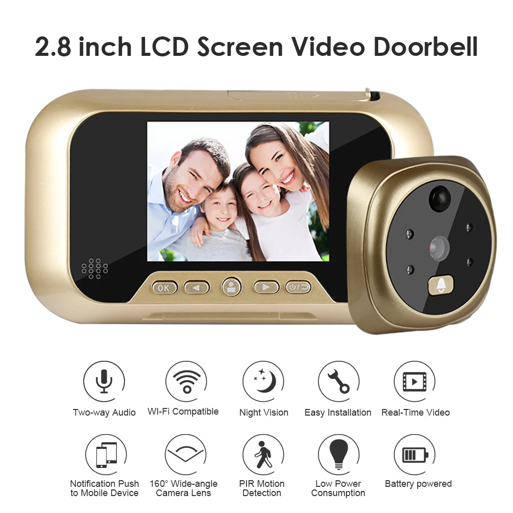 

2.8 inch LCD Screen Color Display Digital Doorbell 3X Zoom 1MP 160 Degree Lens Electronic Peephole Door Camera Viewer Door Bell