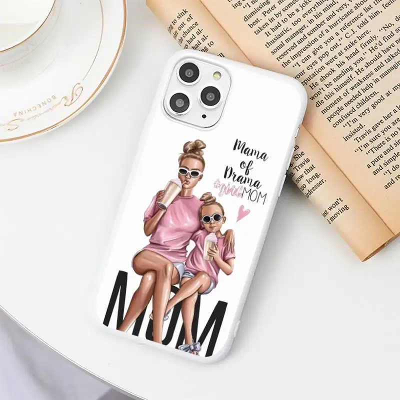 

Super Mama baby mom girl love Phone Case Candy Color for iPhone 6 6S 7 8 11 12 XS X SE 2020 XR mini pro Plus MAX funda