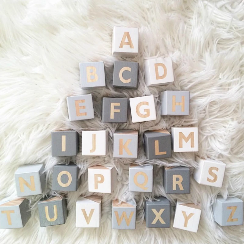 26 алфавит квадраты украшения деревянные блоки Игрушки для раннего обучения в