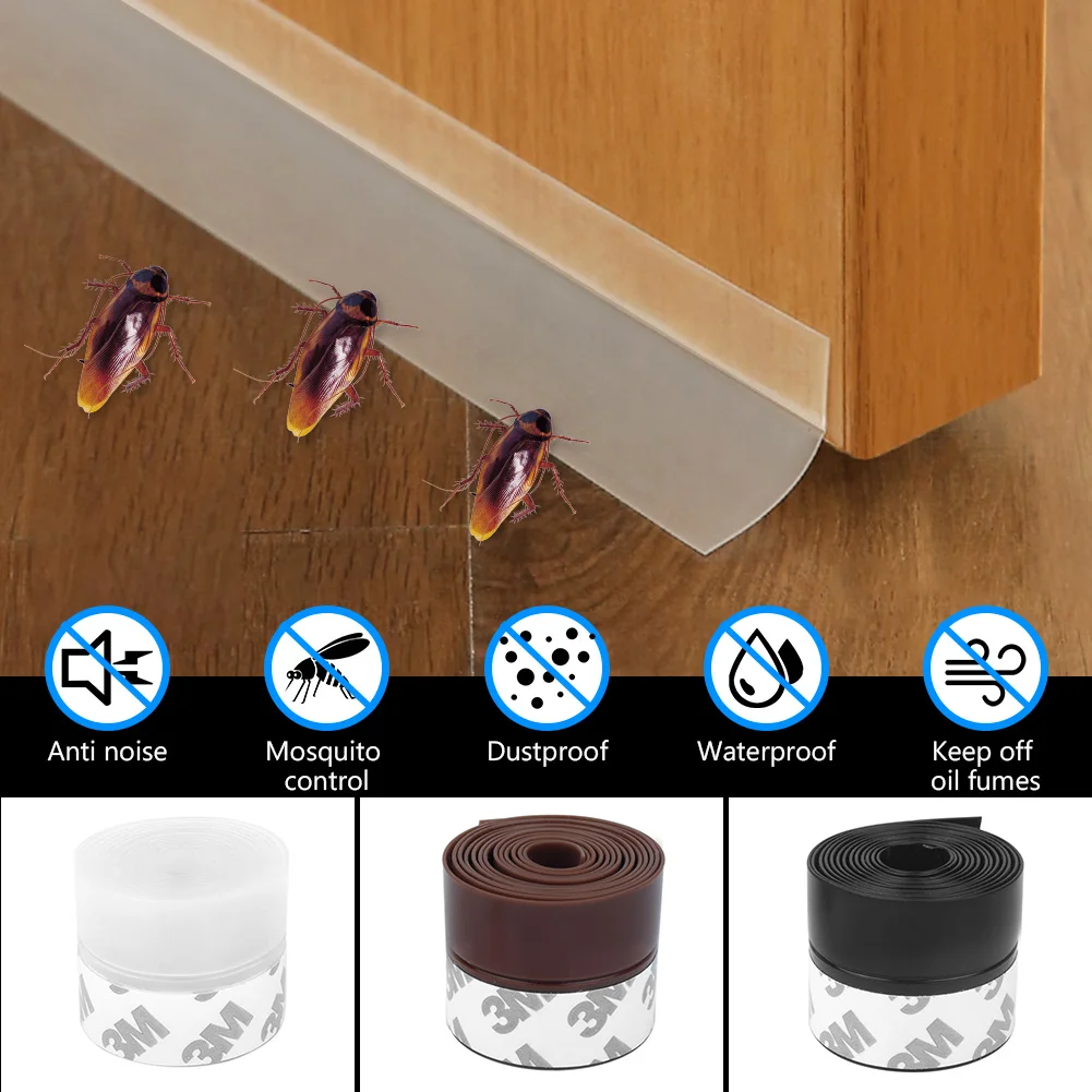

1M Length 25mm/35mm/45mm Width Window Self Weather Adhesive Stopper Wall Silicone Door Seal Strip Bottom Sticker Rubber Tape