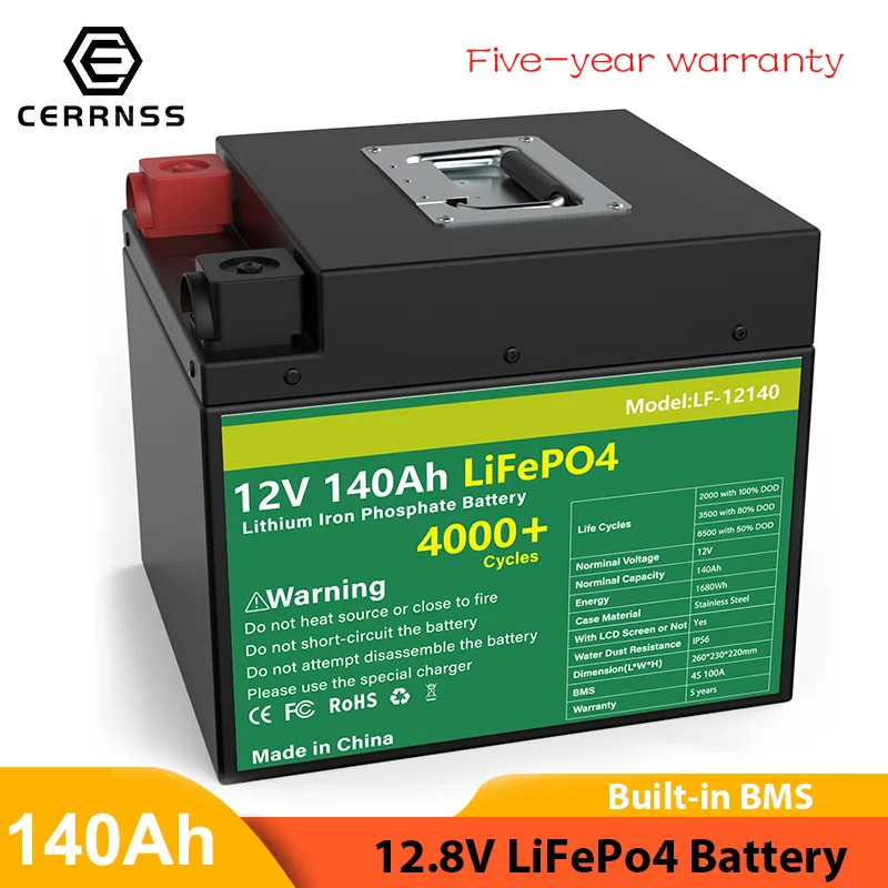 Новинка 12 В 100 Ач 140 Аккумулятор LiFePO4 литий-железо-фосфат Grand A Встроенный BMS для
