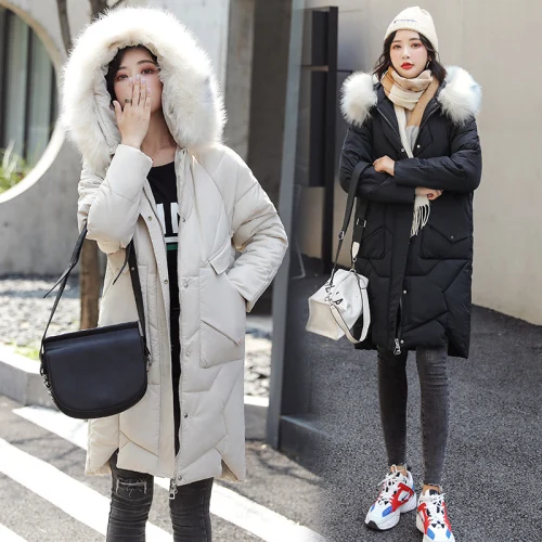 Южная Корея Восточные ворота вниз платье женский средней длины большой воротник