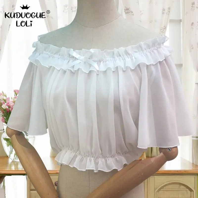 Женский шифоновый укороченный топ с рюшами открытыми плечами|Платья в стиле