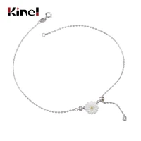 kinel anklet 100 925 real sterling silver fashion flower water drops bracelet on the leg sterling silver jewelry for women