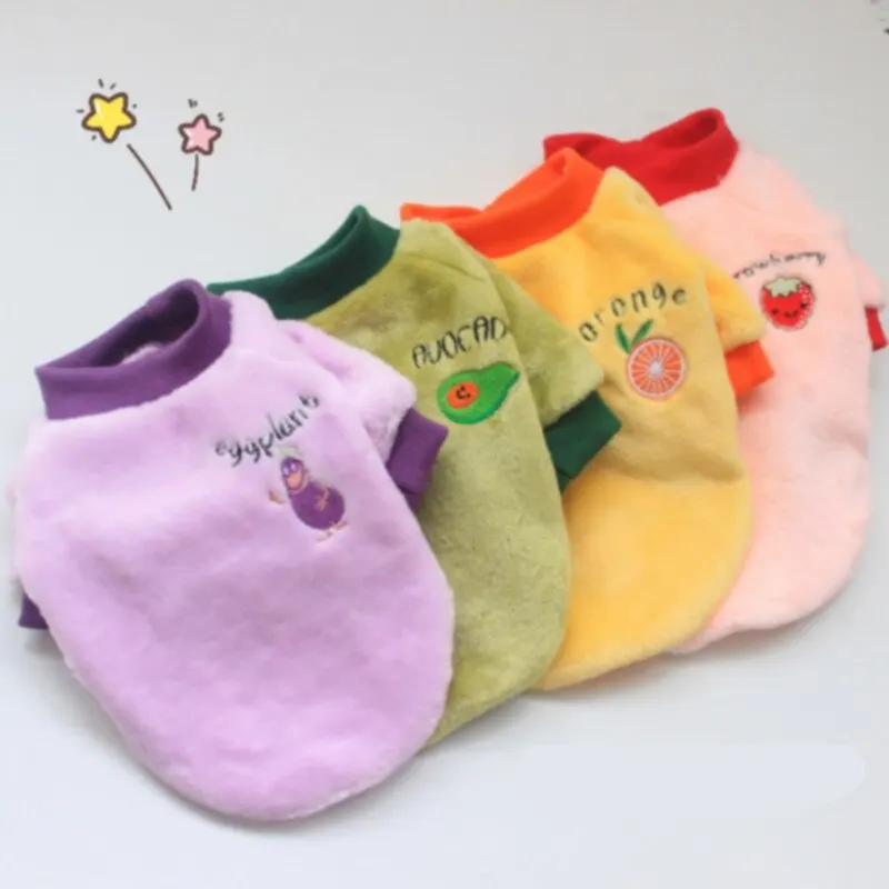 

Warm Fleece Pet Clothes Cute Fruit Print Coat Small Medium Dog Cat Shirt Jacket Teddy French Bulldog Chihuahua Winter Outfit