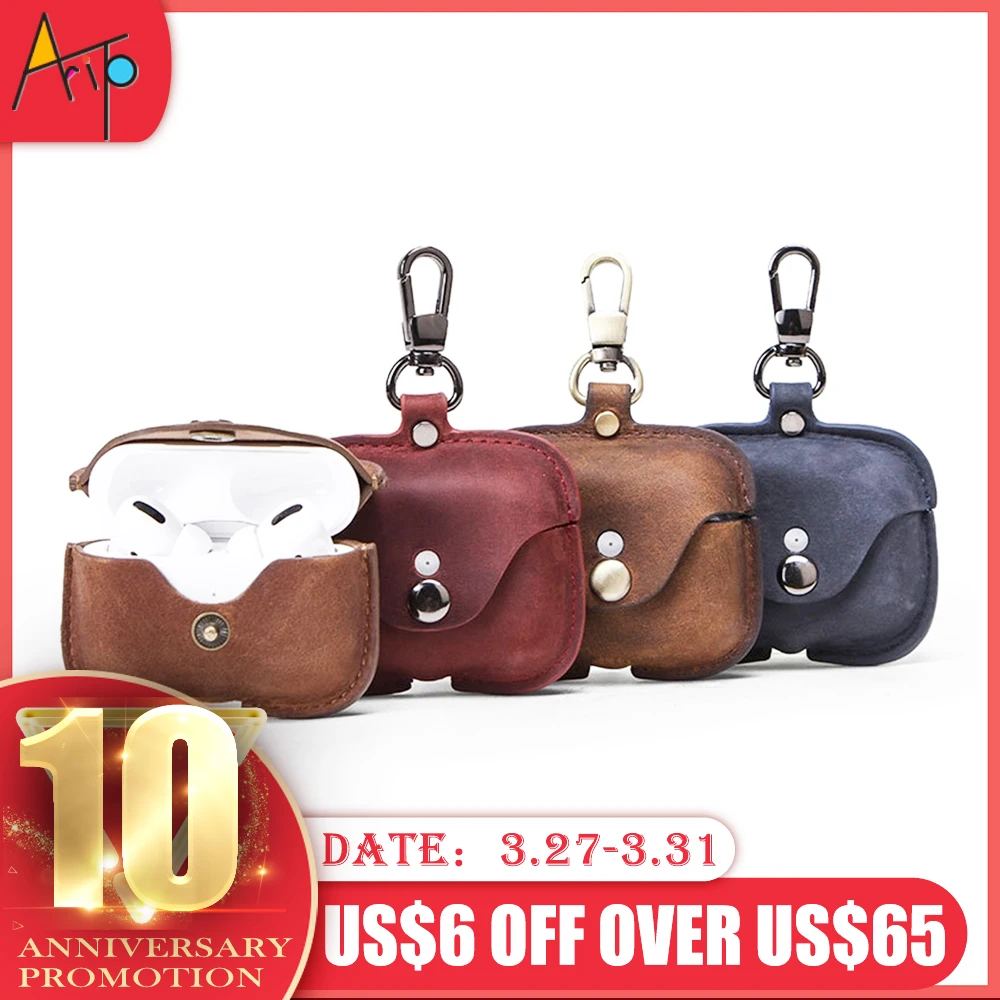 Роскошный Ретро чехол из натуральной кожи для AirPods Pro противоударный 3 Зарядка