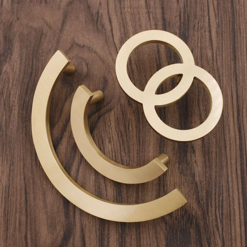 

Brass Circle Cabinet handles Round Wardrobe Knobs Drawer Pulls Handle Furniture Door Bar Hardware