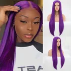 Парик из длинных прямых синтетических волос Charisma, темно-фиолетовый парик спереди, безклеевой кружевной парик для женщин, натуральный парик для косплея