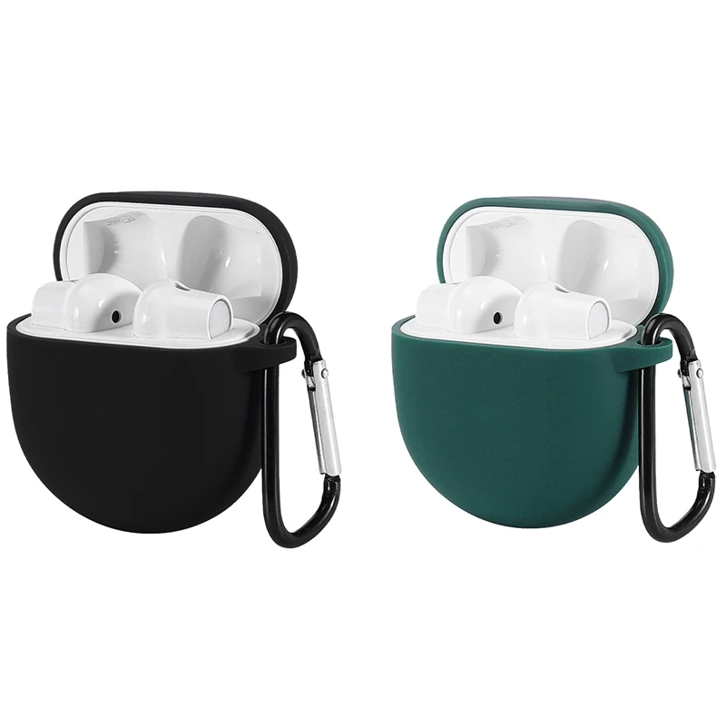 

Hot 2 Pcs For Oneplus Buds Earbuds Fashion Soft Cover Colorful Dustproof And Waterproof Protective Case(Green & Black)