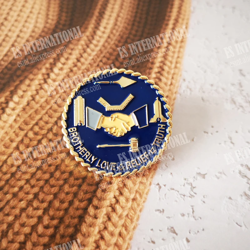 Masonic Lapel Pins Freemasonry Badge Mason Freemason BLM16 size 3.2cm Handshake gift member badge gold plated for men's | Дом и сад