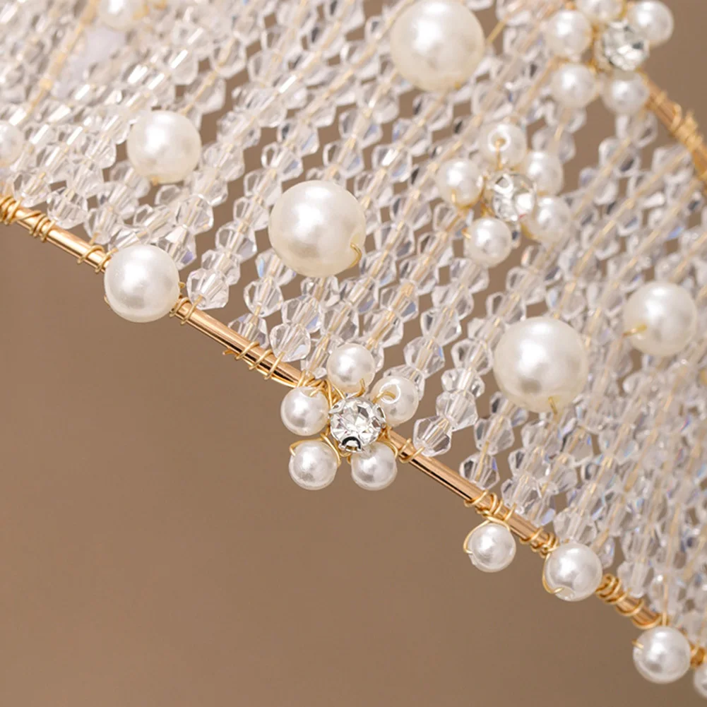 

Fashion Women Faux Pearl Rhinestone Crown Tiara Wedding Bridal Hair Jewelry