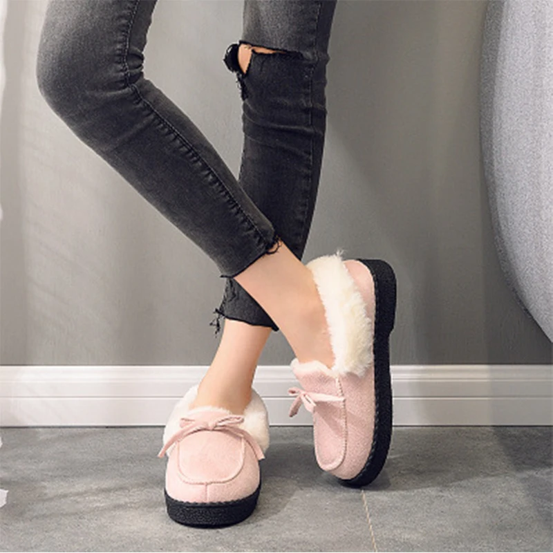 2020 г. зимние лоферы с бантиком бабочкой женская обувь без застежки Новое