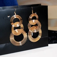 vintage fashion gold big pendant earrings for women geometry crossed metal loops drop earrings statement women jewelry