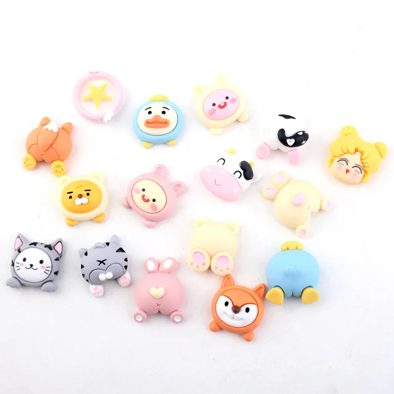 10 комплектов 20 мм каучуковые Мультяшные животные утка кошка голова с плоским